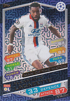 Alexandre Lacazette Olympique Lyonnais 2016/17 Topps Match Attax CL Man of the Match #MM22